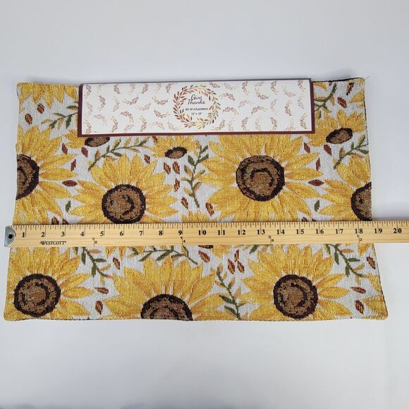 Set of 4 Yellow Sunflowers Tapestry Placemats Cotton Poly Brown Back 13" x 19" - Picture 5 of 13